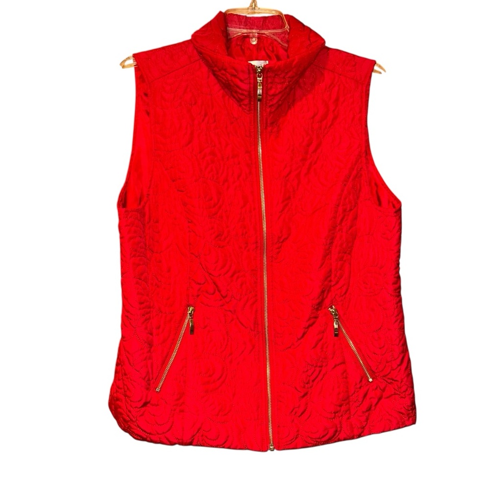 Christopher & Banks Women’s Red Quilted Puffer‎ Vest Large Zip Front Lightweight
